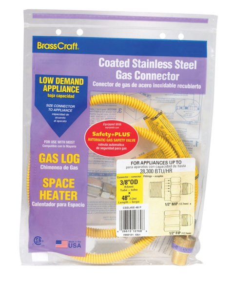 Picture of Brasscraft CSSL45R-48P Safety Plus Gas Connector  0.25 in. id x 0.50 in. MIP x 0.50 in. x FIP 48 in.