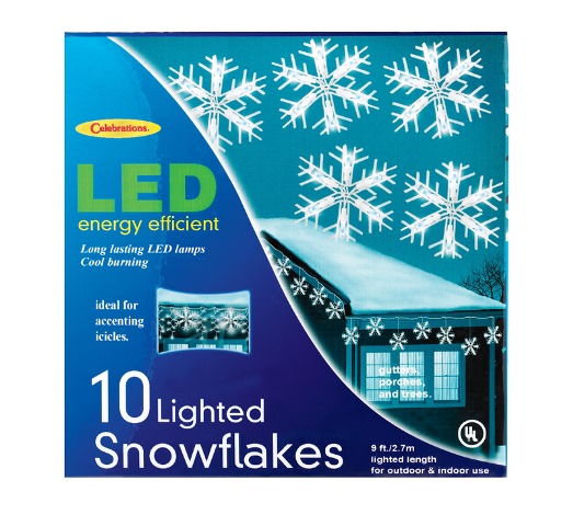 Picture of Celebrations 264G49A1 LED Snowflake Dangler Lights  10 Count - pack of 8