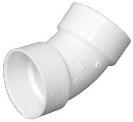 Charlotte Pipe Schedule 40 4 in. Hub X 4 in. D Hub PVC 45 Degree Elbow 1 pk