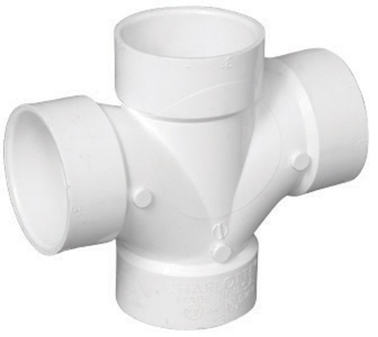 PVC004280800HA PVC-DWV Double Sanitary Tee, 2 in.