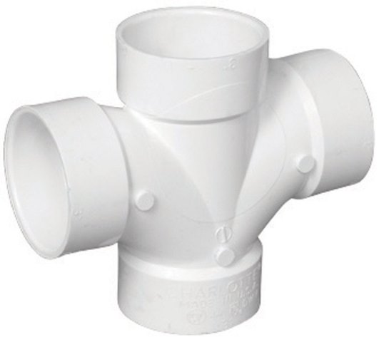 PVC004281000HA PVC Double Sanitary Tee, 3 x 3 x 3 x 3 in.