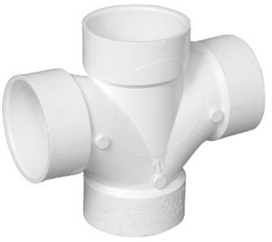 PVC004281200HA Double Sanitary PVC Tee, 4 in.