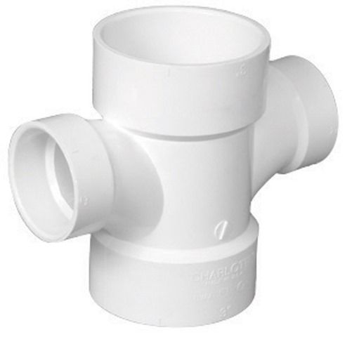 Charlotte Pipe Schedule 40 3 in. Hub X 3 in. D Hub PVC Sanitary Tee 1 pk