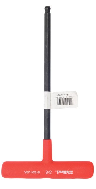 SAE Plain Ball Hex Key Hex Key, 3/8" Tip Size, 9 in Long, 5 in Short, 2 PK