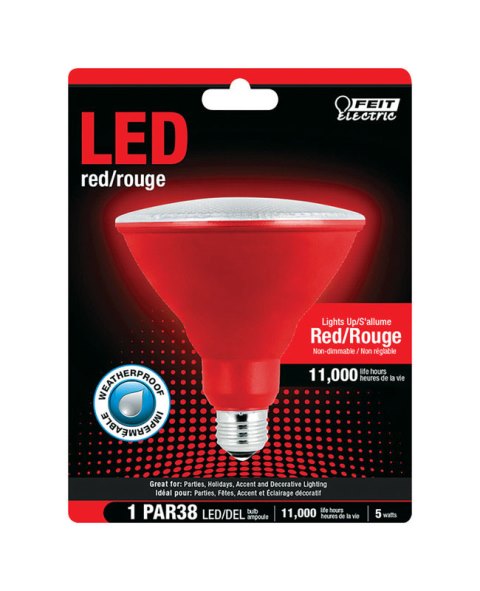 PAR38-R-10KLED 10K LED Light Non-Dimmable Bulb  Red