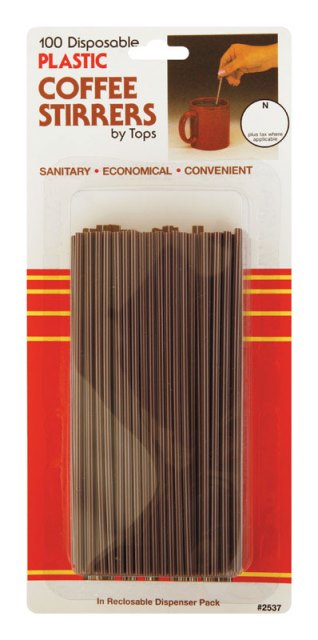 Picture of Tops 55721 Disposable Coffee Stirrers  Card of 100 - pack of 12