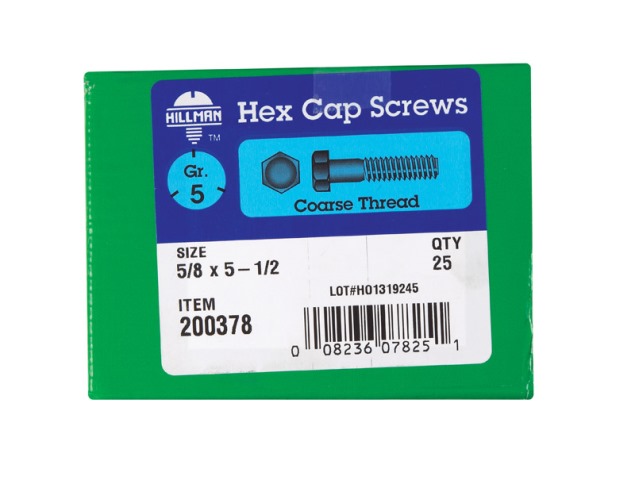 200378 0.63 x 5.5 in. Grade 5 Hex Cap Screws