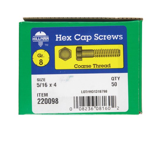 220098 Grade 8 Hex Cap Screw - Zinc Dichromate - 0.32 x 4 in.