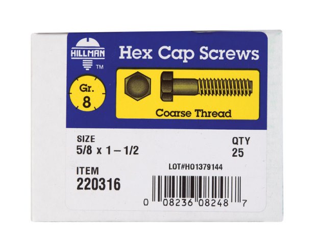 220316 0.625-11 x 1.5 in. Hex Head Grade 8 Cap Screw