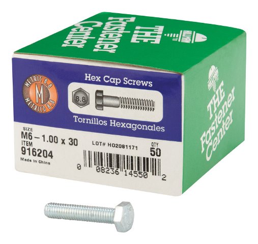 HILLMAN M6-1.00 mm D X 30 mm L Heat Treated Steel Hex Head Cap Screw 1 pk