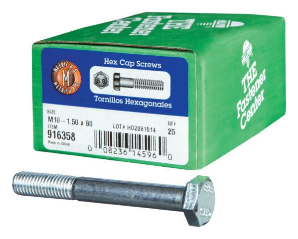 916358 M10 x 80 mm Metric Grade 8.8 Fine Hex Cap Screws