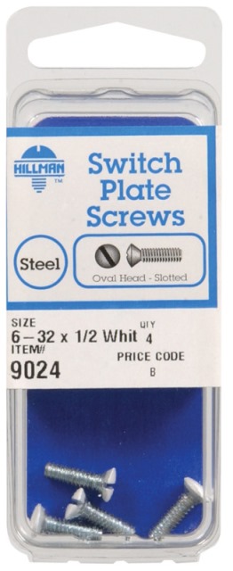 9024 6-32 x 0.5 in. Switch Plate Machine Screw - pack of 10 -  HILLMAN, 5031083
