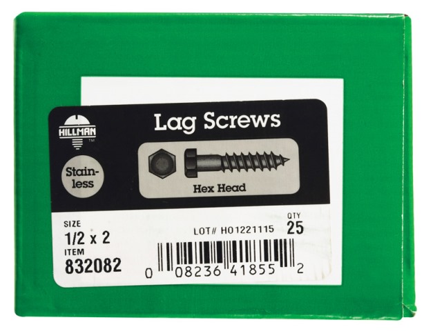 0832082 0.5 x 2 in. Hex Lag Screw
