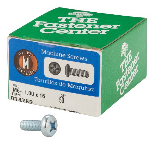 914752 1 x 16 in. M6 Phillips Pan Head Machine Screw