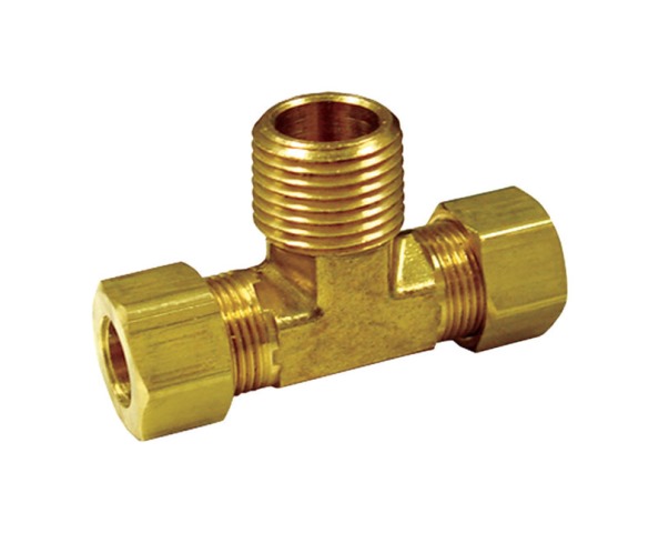 0.5 x 0.5 in. MPT Brass Lead Free Compression Tee Fitting