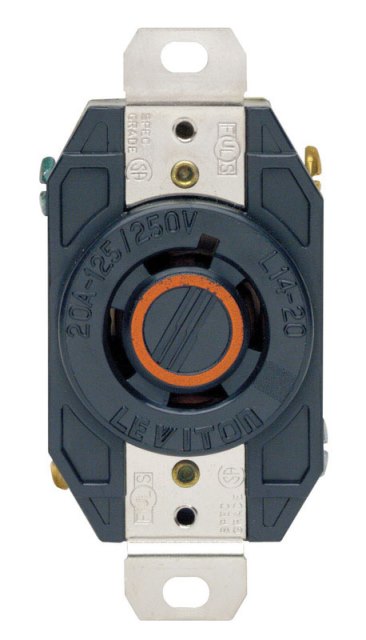 02410-00D L14-20R Locking Receptacle - Black