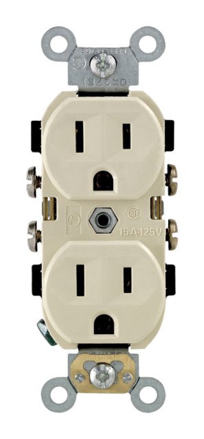 Leviton CBR15-00I 15 amp Decorative Duplex Receptacle  Ivory