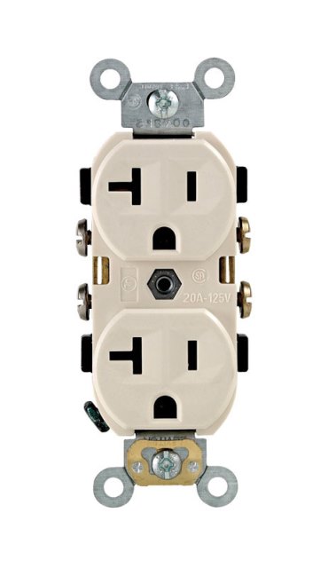 CBR20-00T 20 amp Commercial Duplex Outlet Light Almond