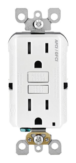 Leviton SmartlockPro Outlet 15A 125V White AFCI/GFCI 2 Function Outlet - 3583713