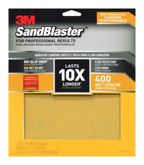 Picture of 3M 20400-G-4 SandBlaster Sharp Synthetic Mineral Sandpaper  400 Grit  9 x 11 in. - 