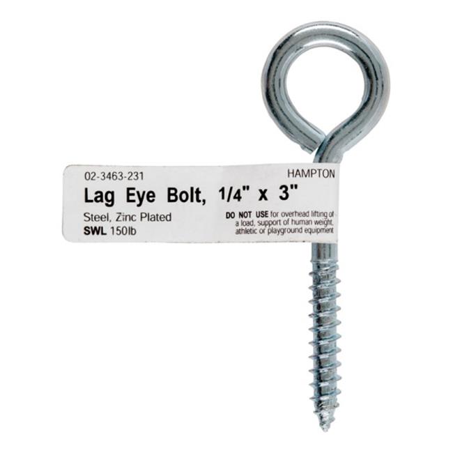 Hampton 02-3463-231 Lag Screw Eye Bolt 0.25 x 3 in. - pack of 10