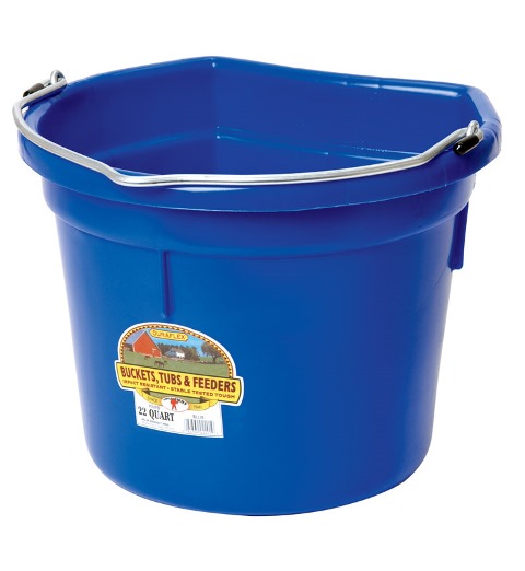 P-22FBBLUE Flat-Back Plastic Bucket Blue - 22 qt