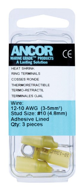 Ancor 312303 Marine Grade Adhesive Lined Heat Shrink Ring Terminal - Yellow