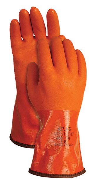 Picture of Atlas 460M-08.RT Universal PVC Snow Blower Gloves  Orange - Medium