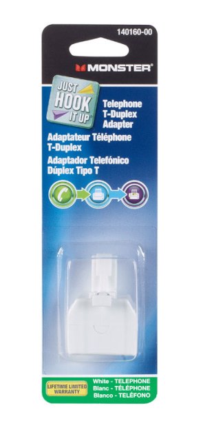 Monster 140160-00 Modular T-Duplex Adapter White - pack of 6