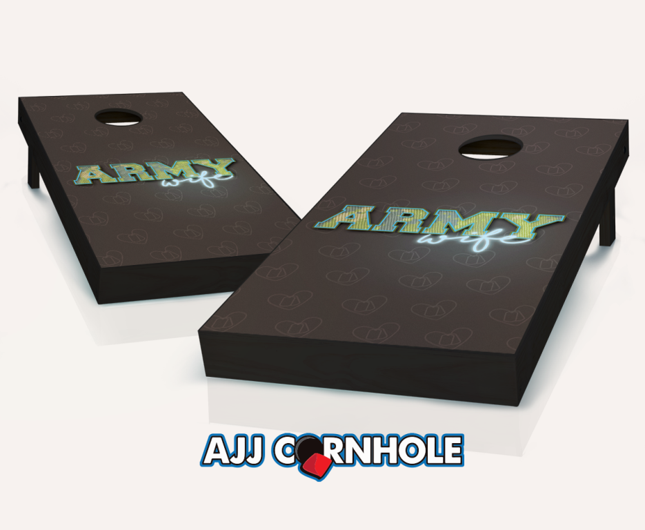 Picture of AJJCornhole 107-ArmyWife Army Wife Theme Cornhole Set with Bags - 8 x 24 x 48 in.