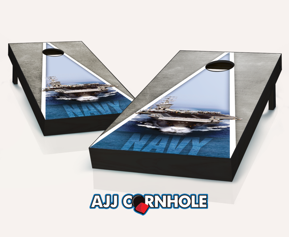 Picture of AJJCornhole 107-Navy US Navy Theme Cornhole Set with Bags - 8 x 24 x 48 in.