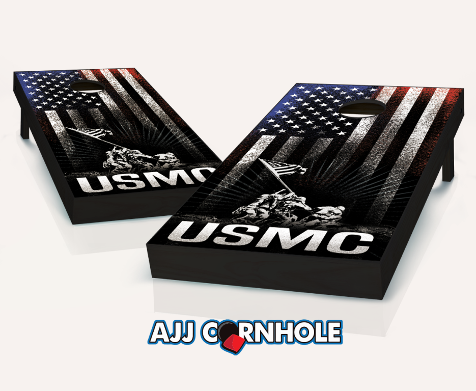 Picture of AJJCornhole 107-USMCHangingStripes USMC Hanging Stripes Theme Cornhole Set with Bags - 8 x 24 x 48 in.