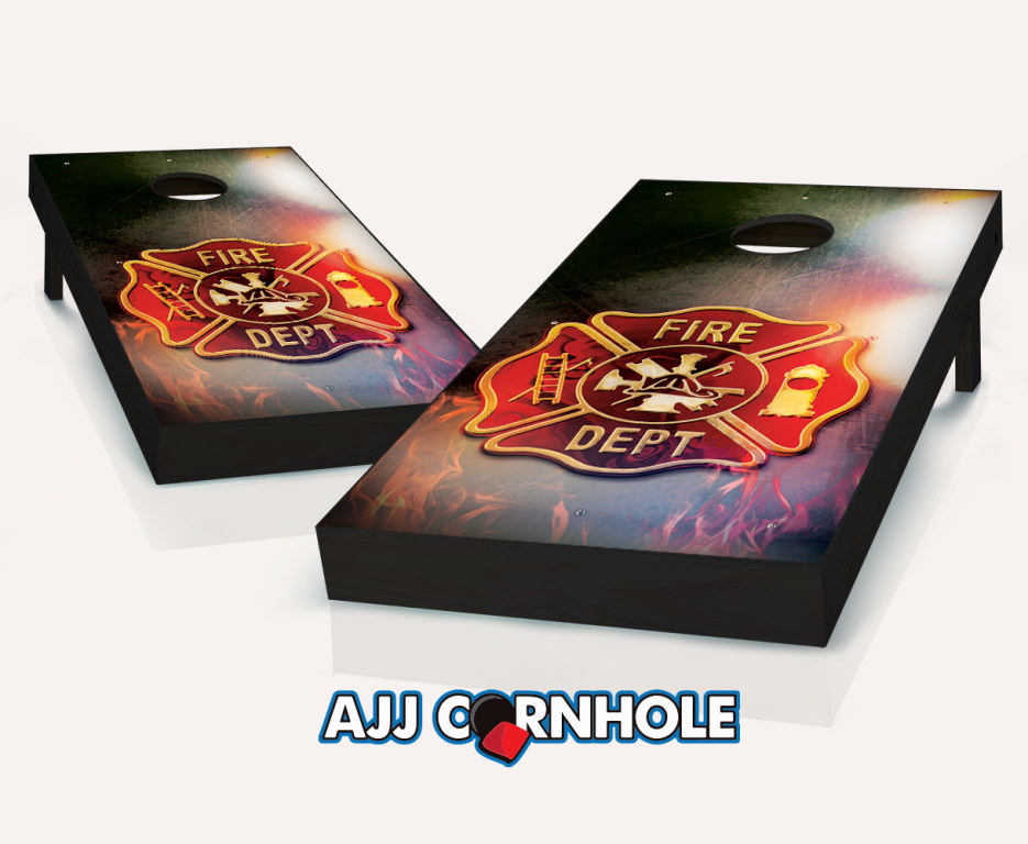 Picture of AJJCornhole 107-FireBadge Fire Badge Theme Cornhole Set with Bags - 8 x 24 x 48 in.