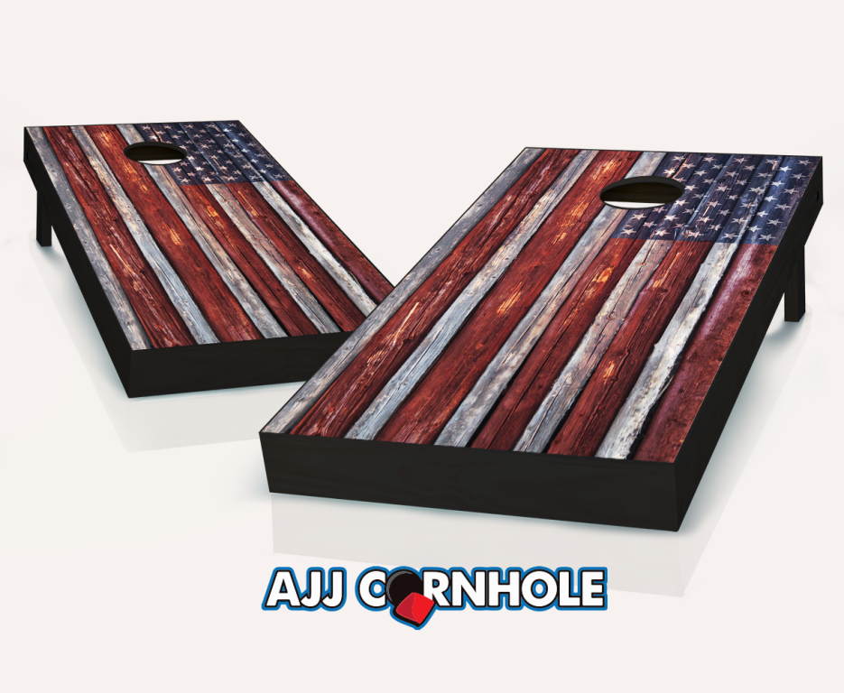 Picture of AJJCornhole 107-CountryRusticAmericanFlag Country Rustic American Flag Cornhole Set with Bags - 8 x 24 x 48 in.