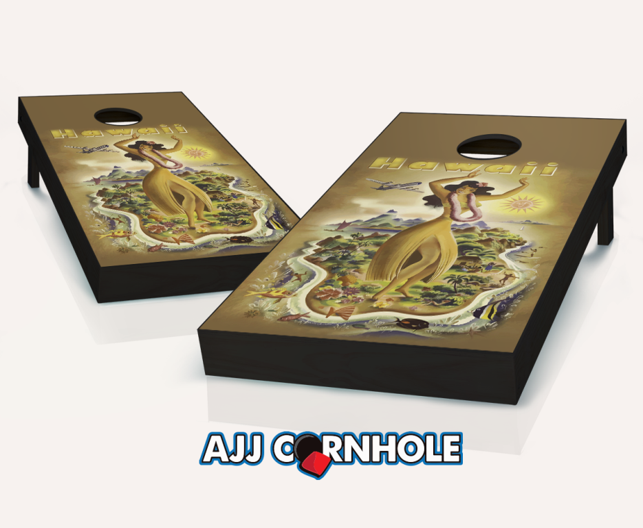 Picture of AJJCornhole 107-HawaiiPoster Hawaii Poster Theme Cornhole Set with bags - 8 x 24 x 48 in.
