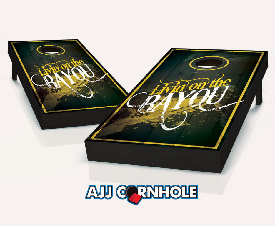 Picture of AJJCornhole 107-LivinOnTheBayou Livin on the Bayou Theme Cornhole Set with bags - 8 x 24 x 48 in.