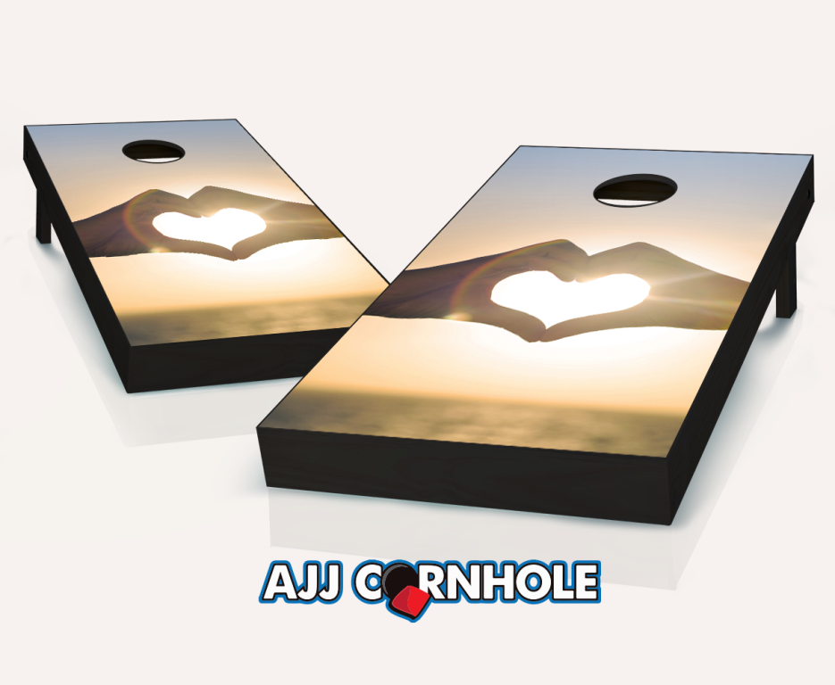 Picture of AJJCornhole 107-LoveSunset Love Sunset Theme Cornhole Set with Bags - 8 x 24 x 48 in.