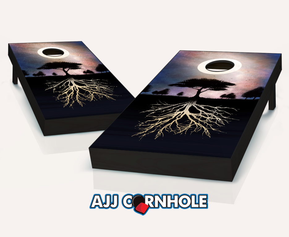 Picture of AJJCornhole 107-NocturnalRoots Nocturnal Roots Theme Cornhole Set with Bags - 8 x 24 x 48 in.