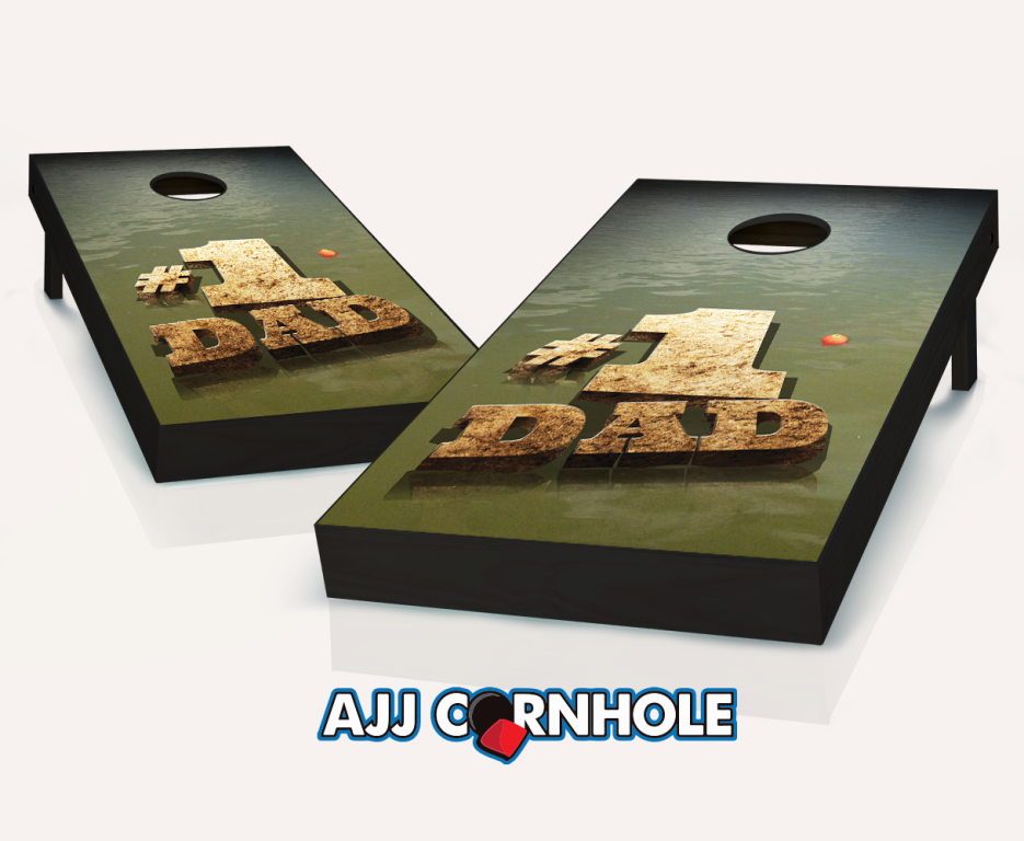 Picture of AJJCornhole 107-1DADFISHING No.1 Dad Fishing Theme Cornhole Set with Bags - 8 x 24 x 48 in.