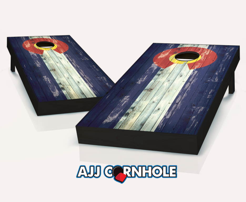 Picture of AJJCornhole 107-ColoradoFlagDistressed Colorado Flag Distressed Theme Cornhole Set with Bags - 8 x 24 x 48 in.