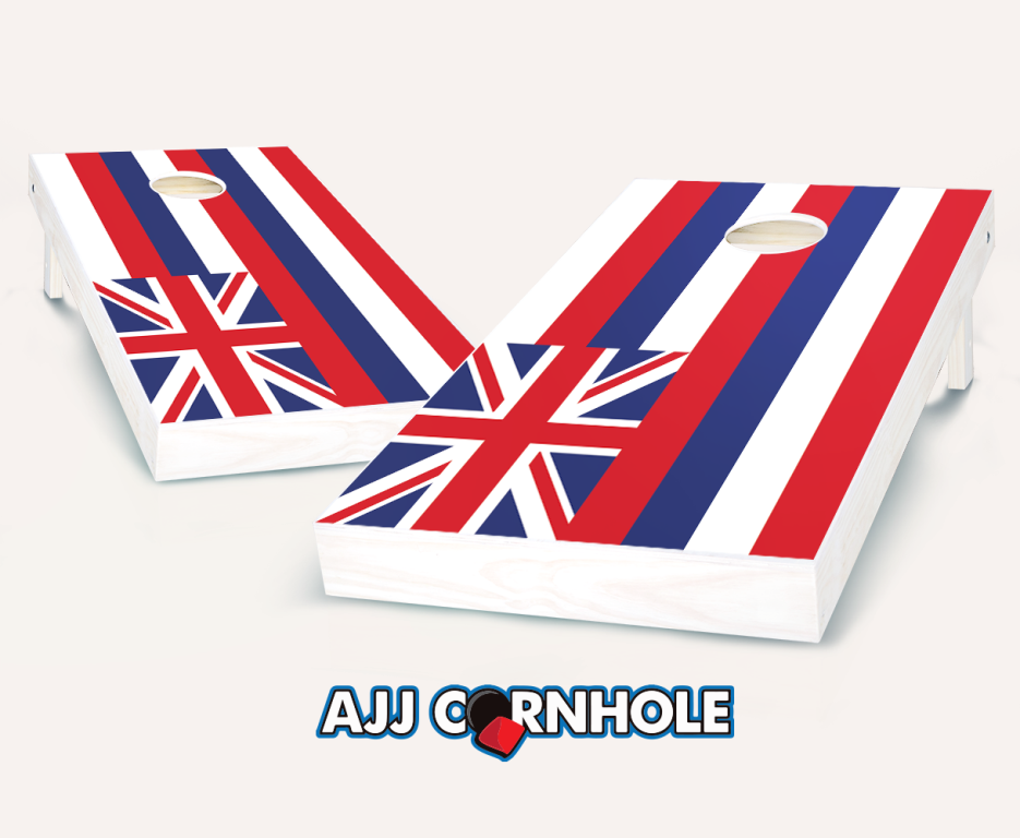 Picture of AJJCornhole 107-HawaiiFlag Hawaii Flag Theme Cornhole Set with Bags - 8 x 24 x 48 in.
