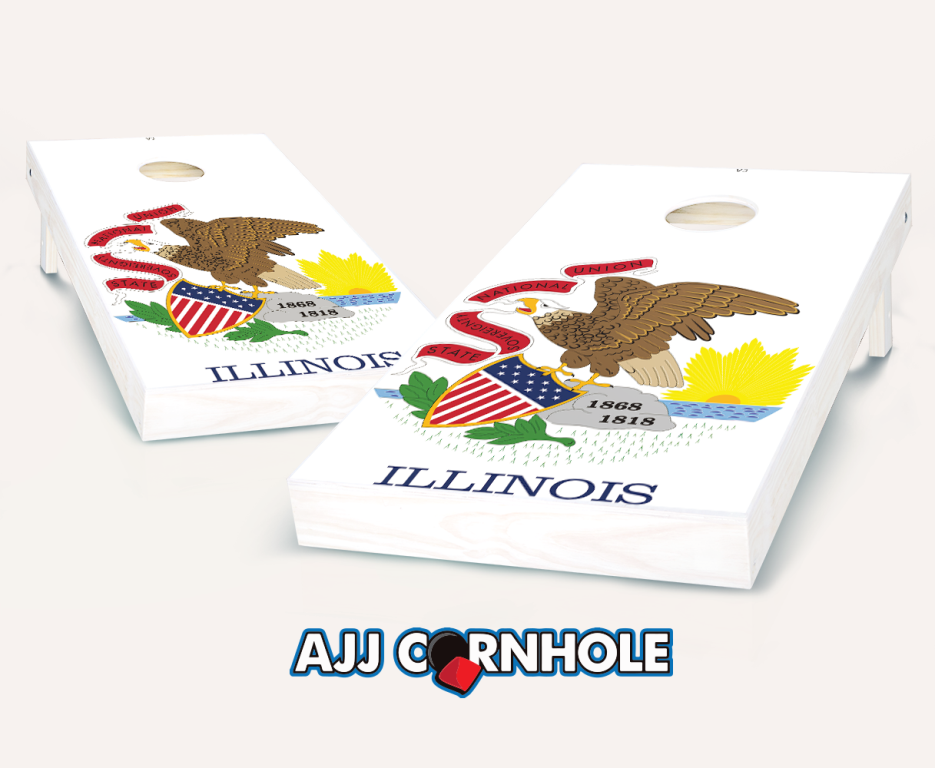 Picture of AJJCornhole 107-IllinoisFlag Illinois Flag Theme Cornhole Set with Bags - 8 x 24 x 48 in.