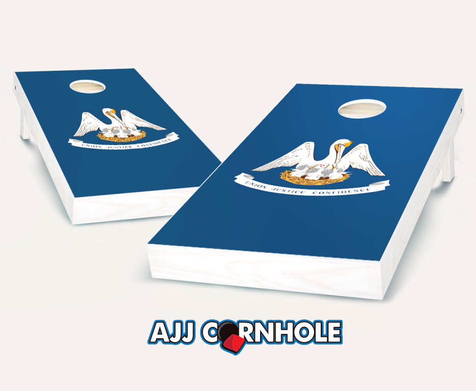 Picture of AJJCornhole 107-LouisianaFlag Louisiana Flag Theme Cornhole Set with Bags - 8 x 24 x 48 in.