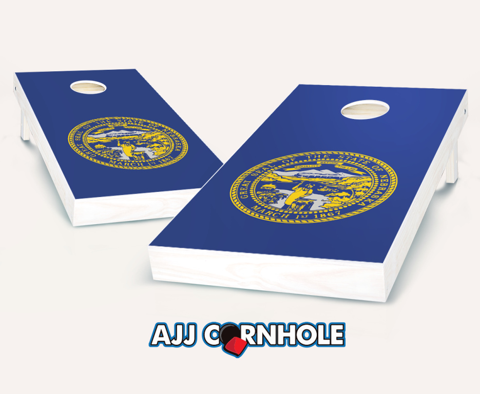 Picture of AJJCornhole 107-NebraskaFlag Nebraska Flag Theme Cornhole Set with Bags - 8 x 24 x 48 in.