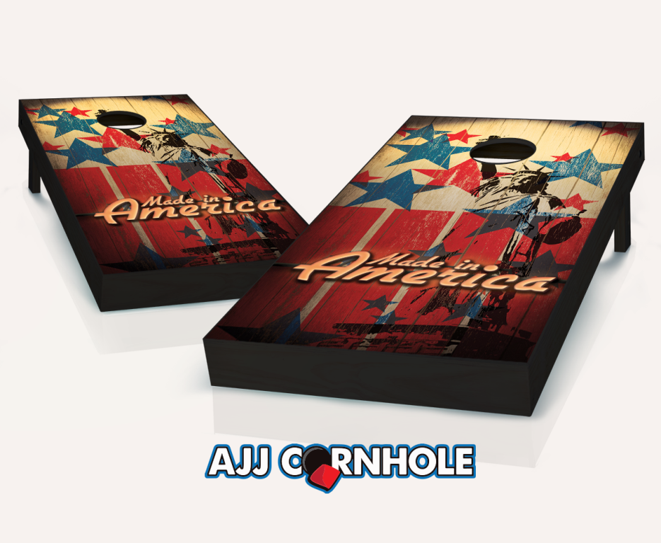 Picture of AJJCornhole 107-MadeInAmerica Made In America Theme Cornhole Set with Bags - 8 x 24 x 48 in.