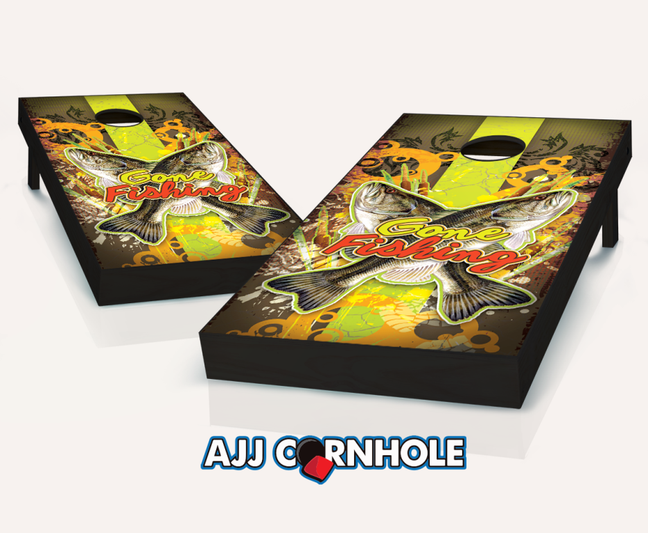 Picture of AJJCornhole 107-GoneFishing Gone Fishing Theme Cornhole St with bags - 8 x 24 x 48 in.