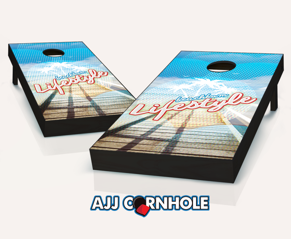 Picture of AJJCornhole 107-BeachBumLifestyle Beach Bum Lifestyle Theme Cornhole Set with Bags - 8 x 24 x 48 in.