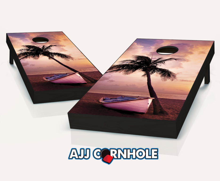 Picture of AJJCornhole 107-DockedInParadise Docked In Paradise Theme Cornhole Set with Bags - 8 x 24 x 48 in.