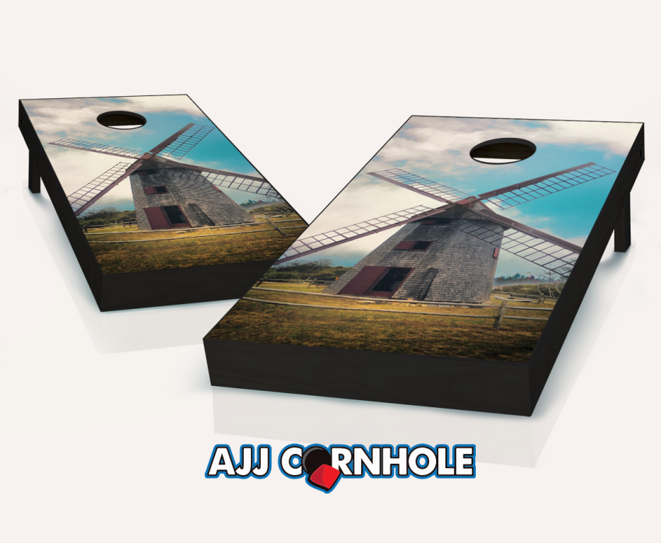 Picture of AJJCornhole 107-NantucketWindmill Nantucket island Windmill Theme Cornhole Set with Bags - 8 x 24 x 48 in.