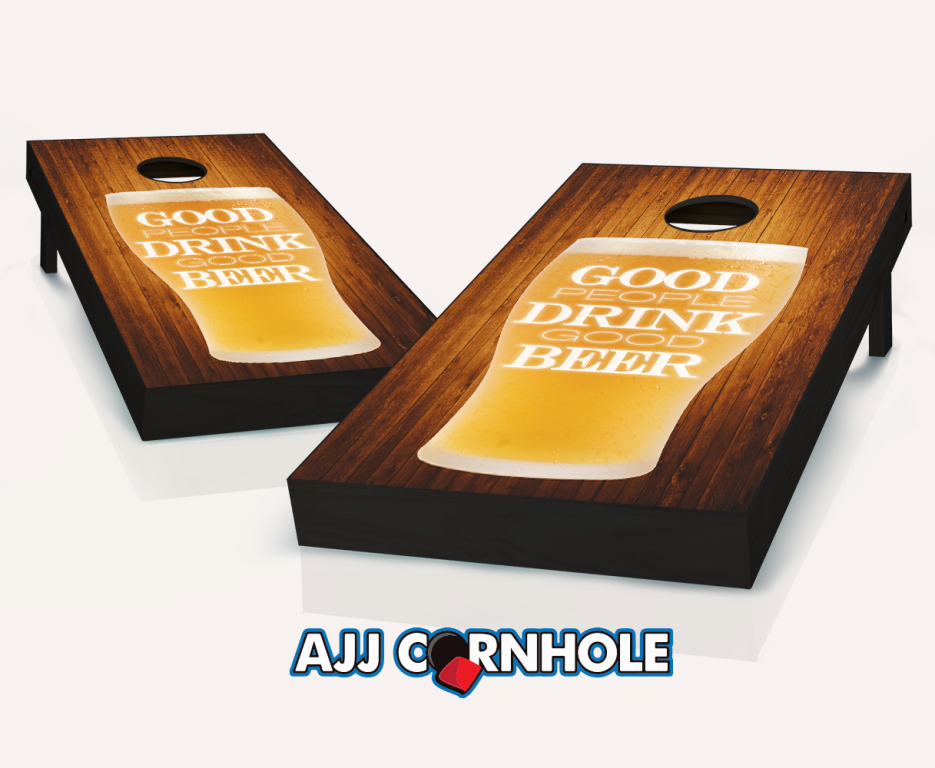 Picture of AJJCornhole 107-GoodPeopleGoodBeer Good People Drink Good Beer Theme Cornhole Set with Bags - 8 x 24 x 48 in.